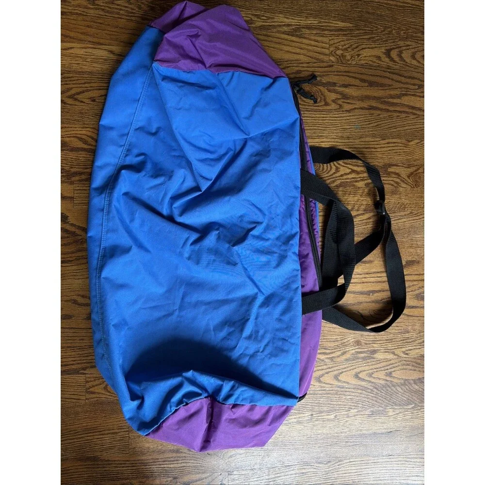 Vintage LL BEAN Duffle Bag W/ Sunrise Mountain Logo Blue Purple Large Camp Large
